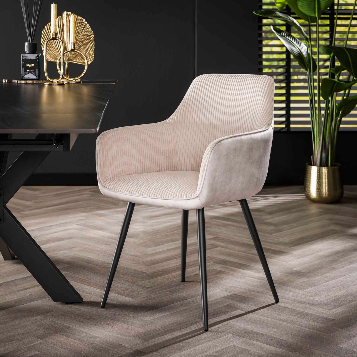 Conjunto de 2 sillas de comedor Rivo Rib Rock Marfil