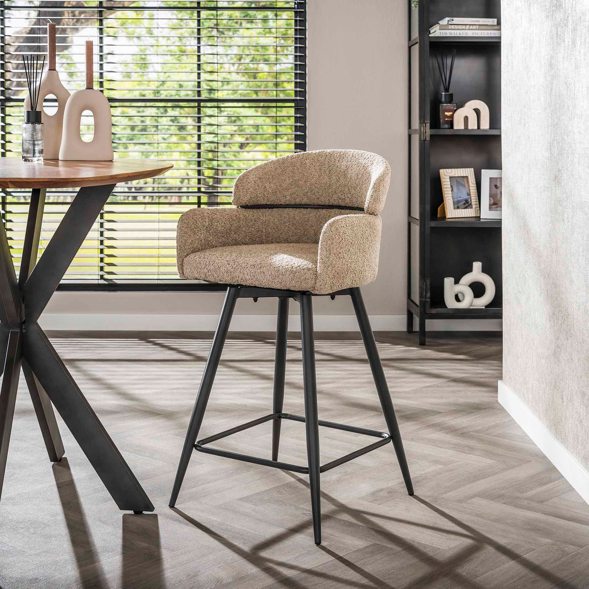 Taburetes Sienna Bouclé Arena Redondo Alfombra Giratoria