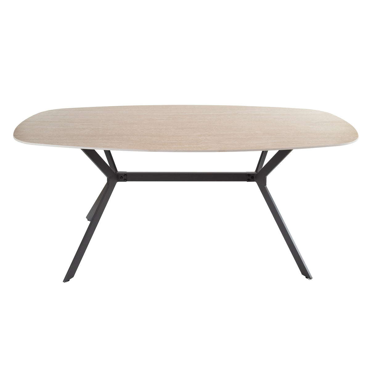 Mesa de comedor Vesta ovalada danesa de cerámica con aspecto de travertino de 180 cm