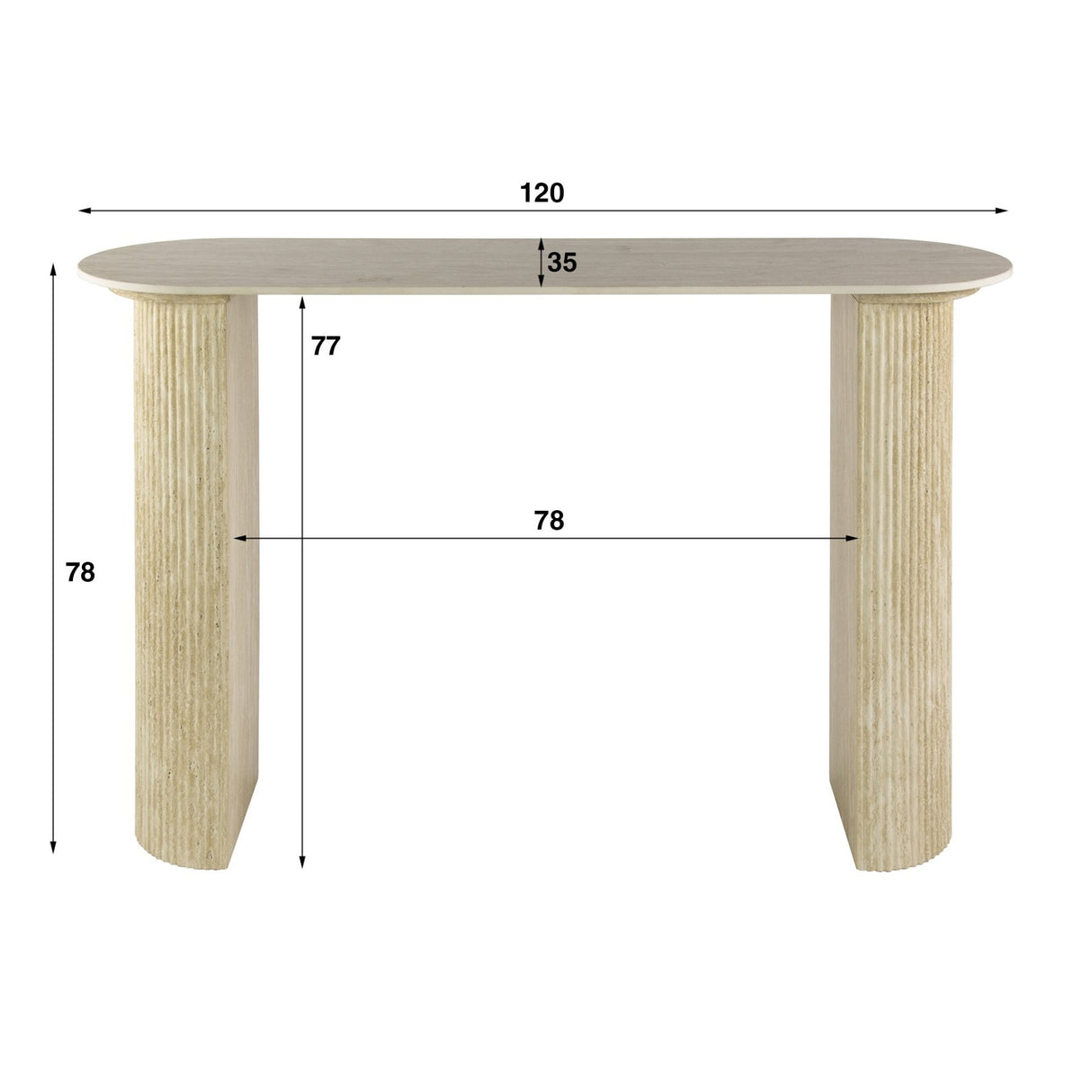 Archon Mesa de travertino de 120 cm de cerámica