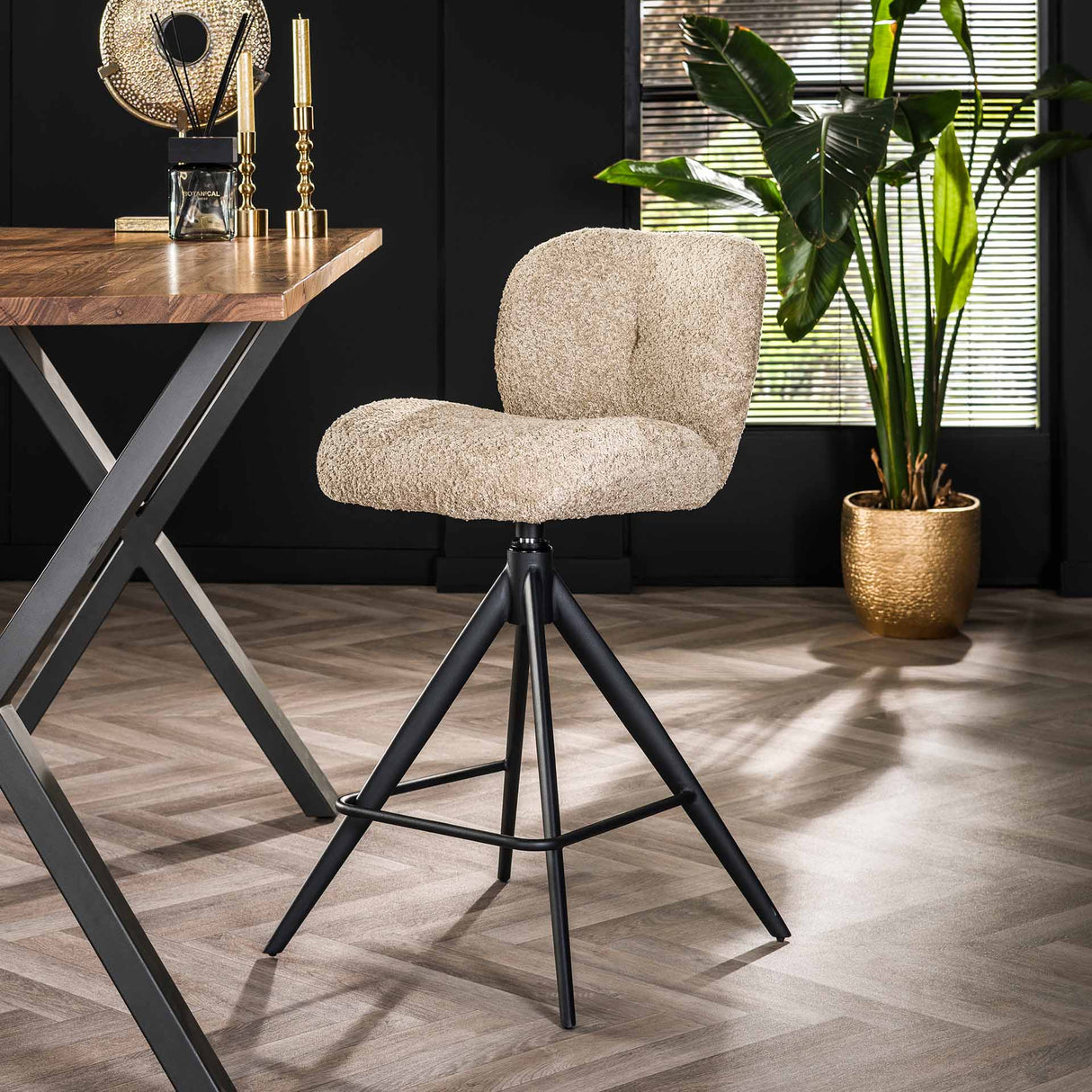 Conjunto de 2 taburetes de bar Lirio Bouclé Arena Comfort