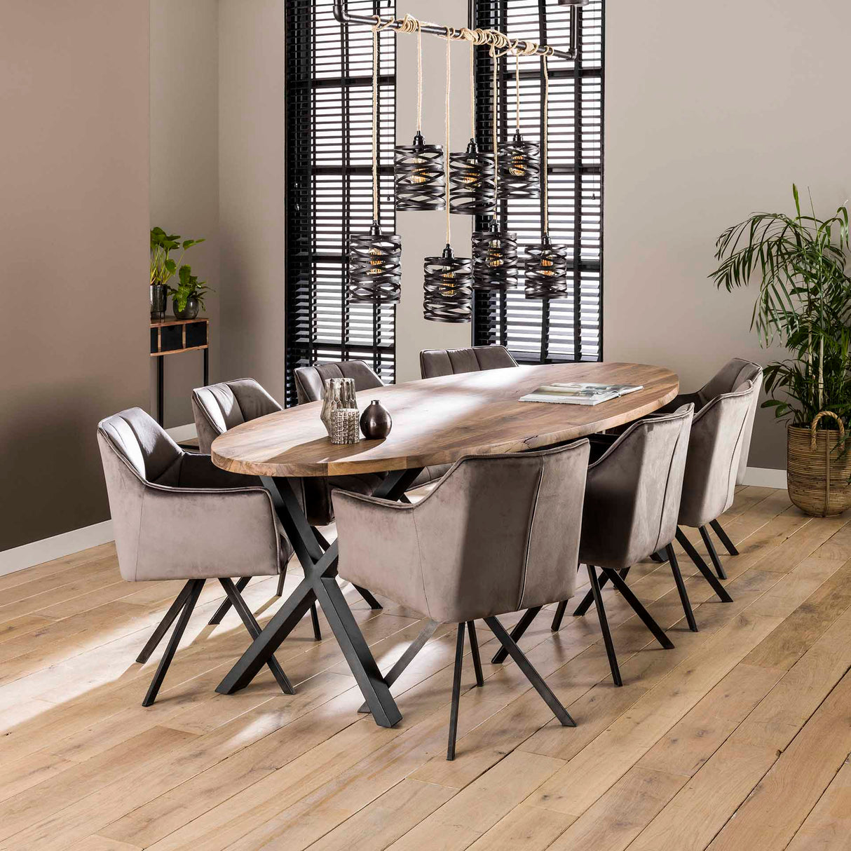 Silla de comedor Lino Velvet Antracita Giratoria