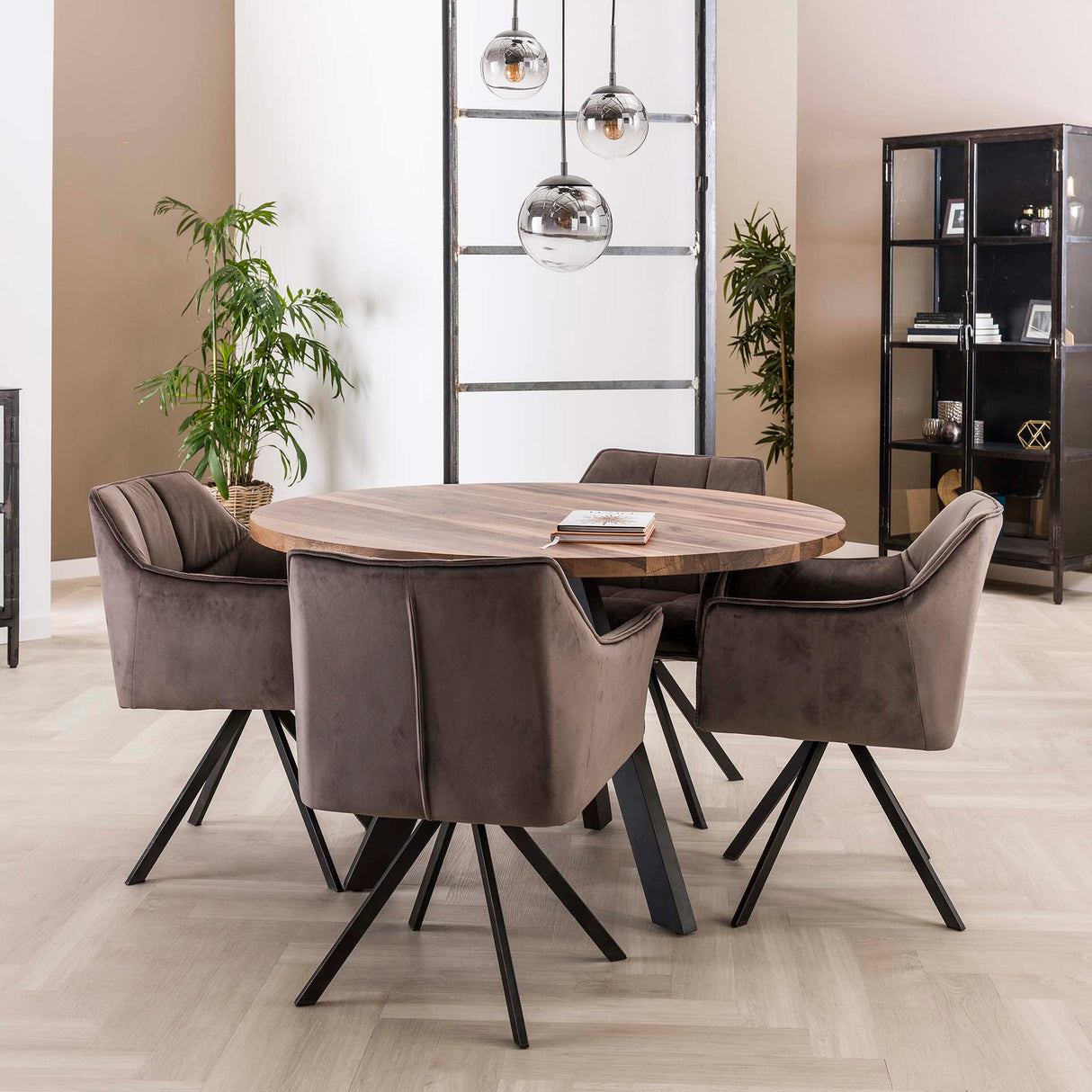 Conjunto de 2 sillas de comedor Lino Velvet Antracita giratorias