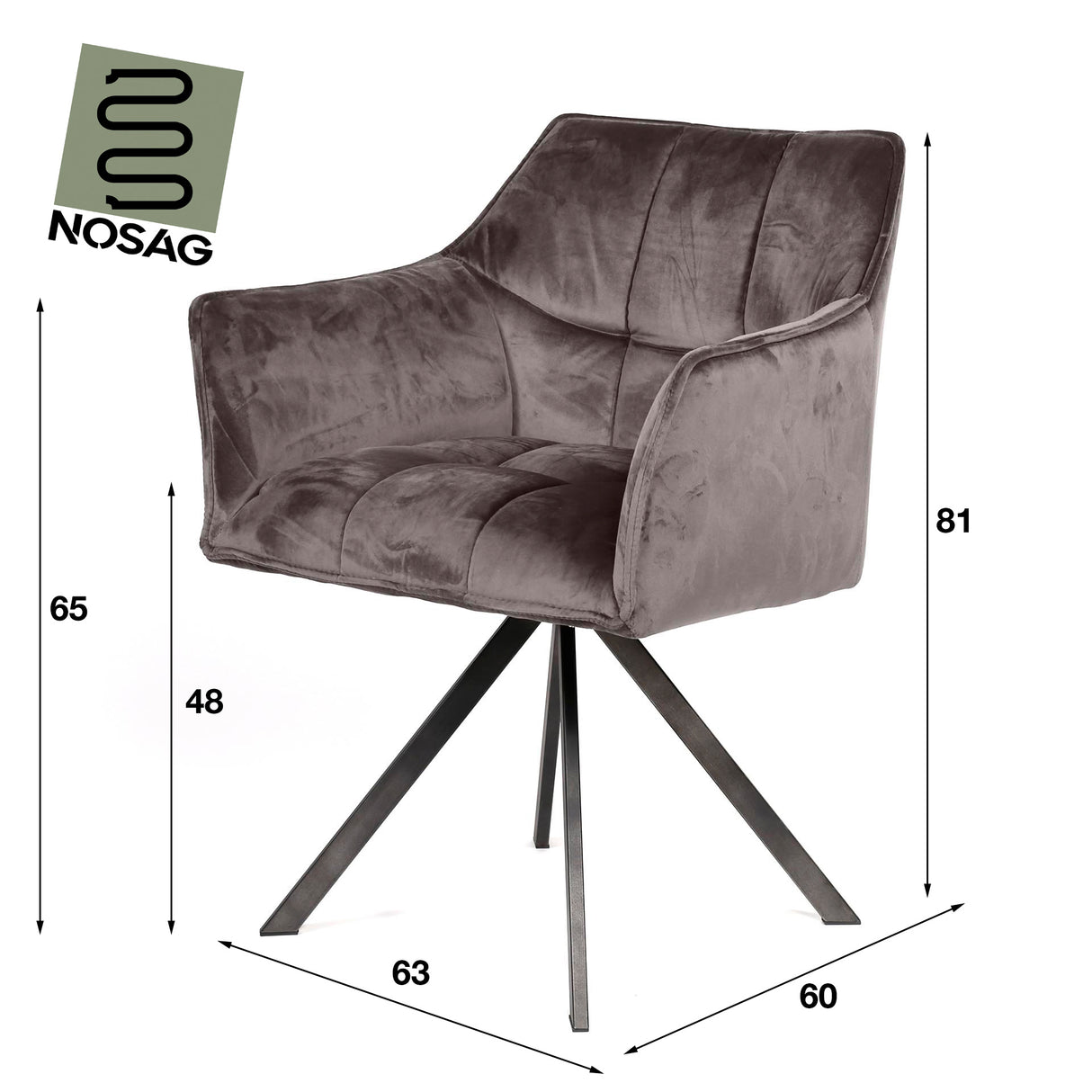 Silla de comedor Lino Velvet Antracita Giratoria