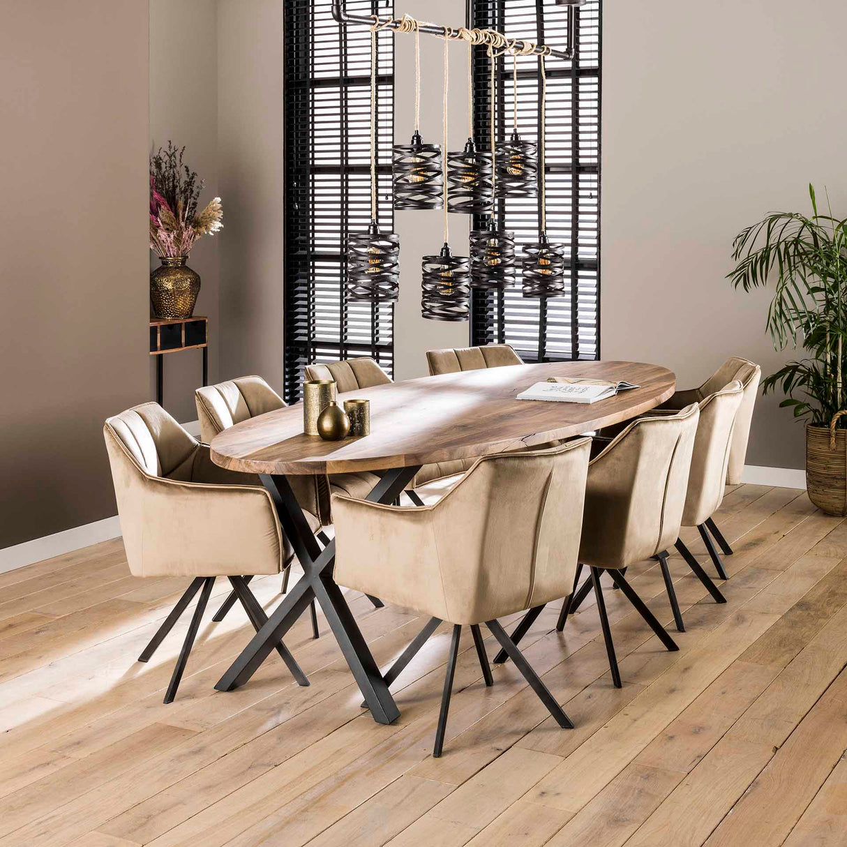 Juego de 2 Sillas de Comedor Lino Velvet Champagne Giratorias