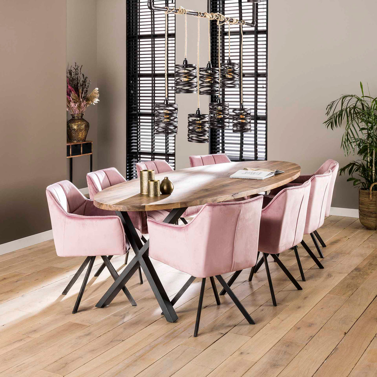Silla de comedor Lino Velvet Rosa Giratoria