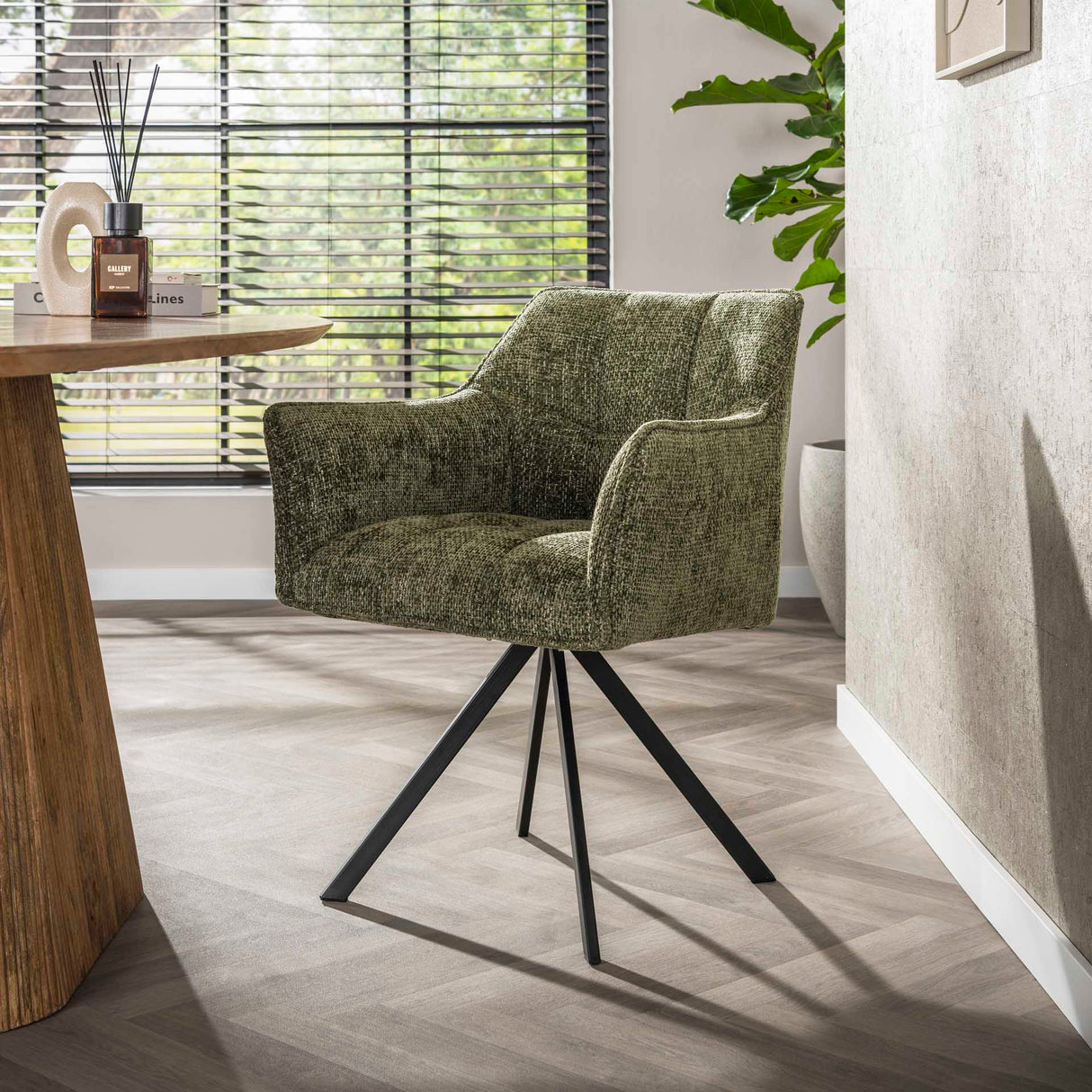 Silla de comedor Lino Verde Giratoria