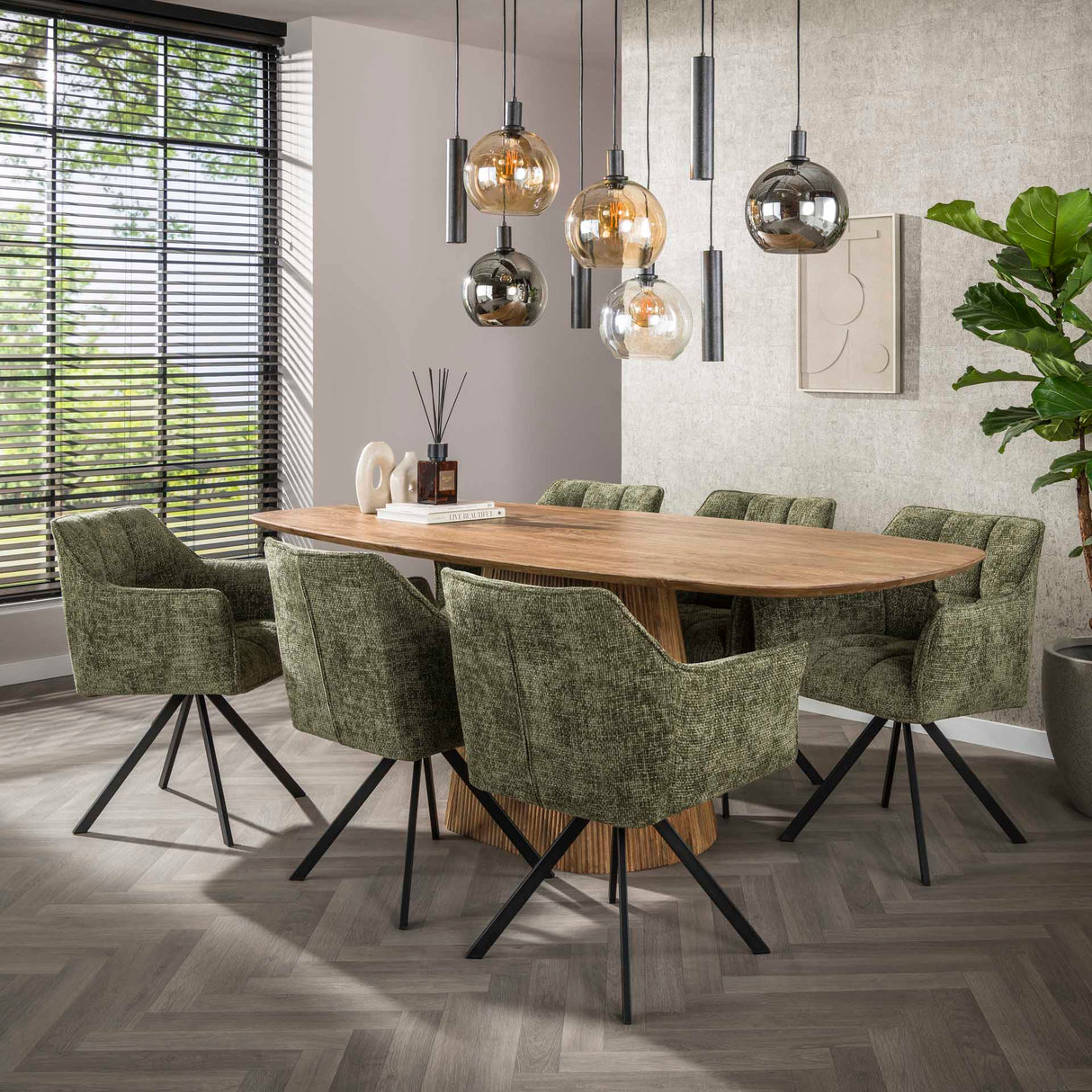 Silla de comedor Lino Verde Giratoria