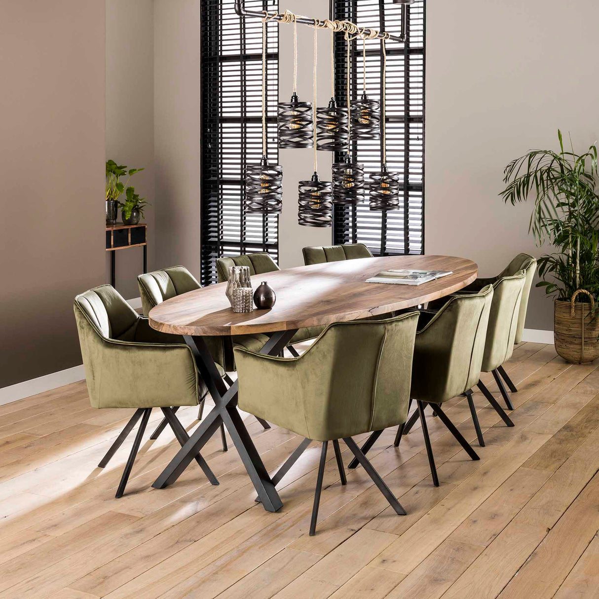 Juego de 2 Sillas de Comedor Lino Velvet Verde Giratorias