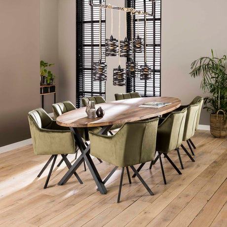 Juego de 2 Sillas de Comedor Lino Velvet Verde Giratorias