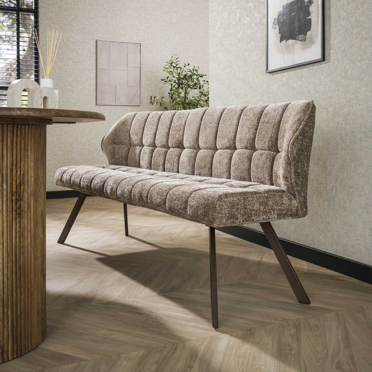 Sofá de comedor Grid Chenille Marrón