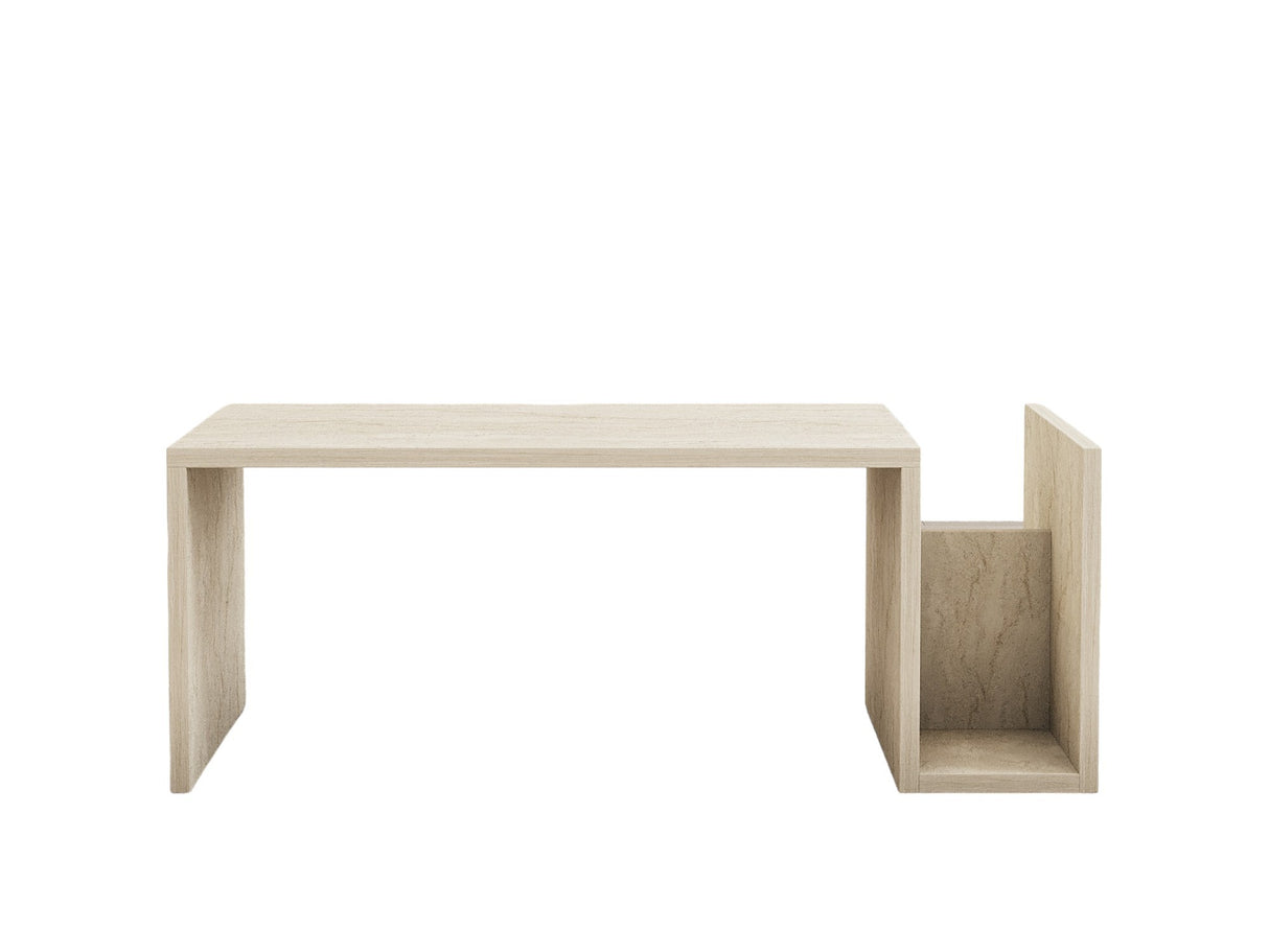 Mesa de salón rectangular de travertino Mebo - Con soporte para libros - 87x50 cm