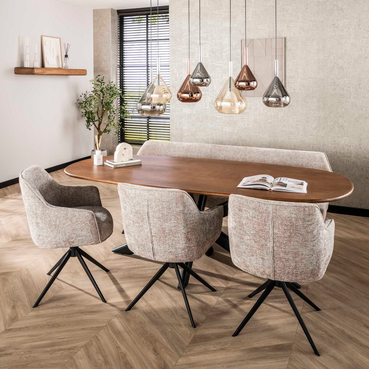 Juego de 2 sillas de comedor Chia Rich Tela Arena Giratorias