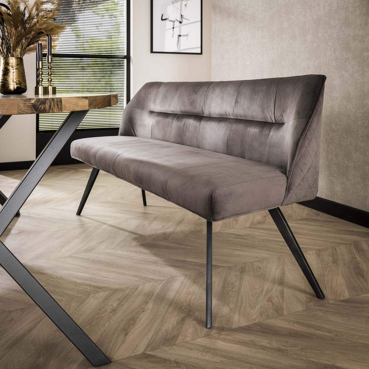 Banco de comedor Chia Velvet Antracita 188 cm