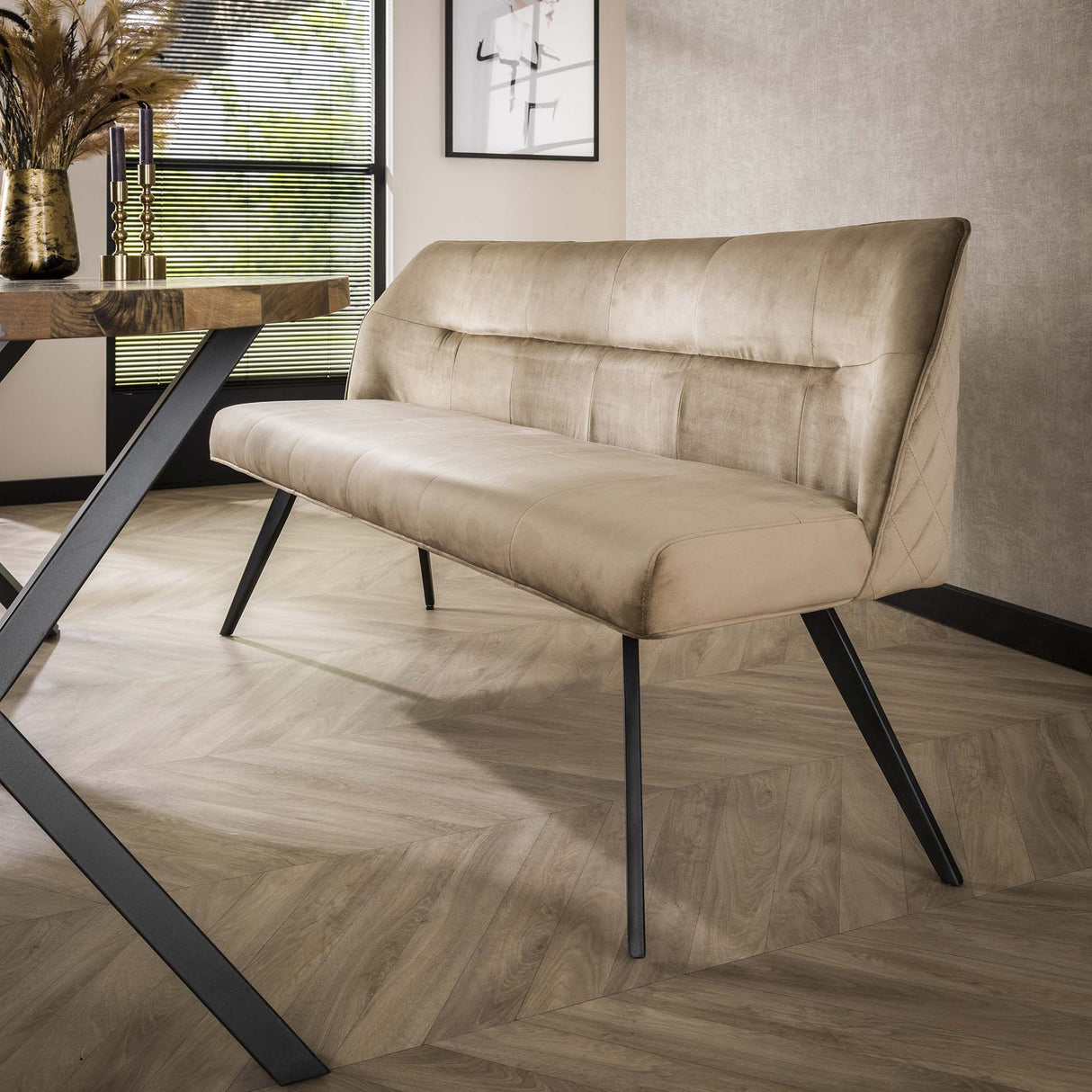 Banco de comedor Chia Velvet Champagne 188 cm