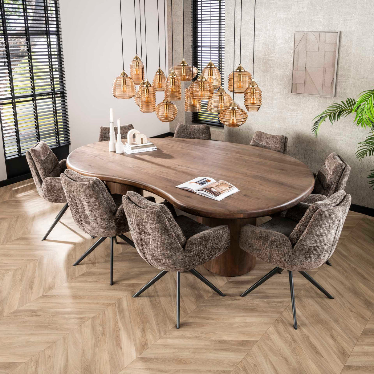 Conjunto de 2 sillas de comedor Elite Taupe Chenille Tela Giratoria