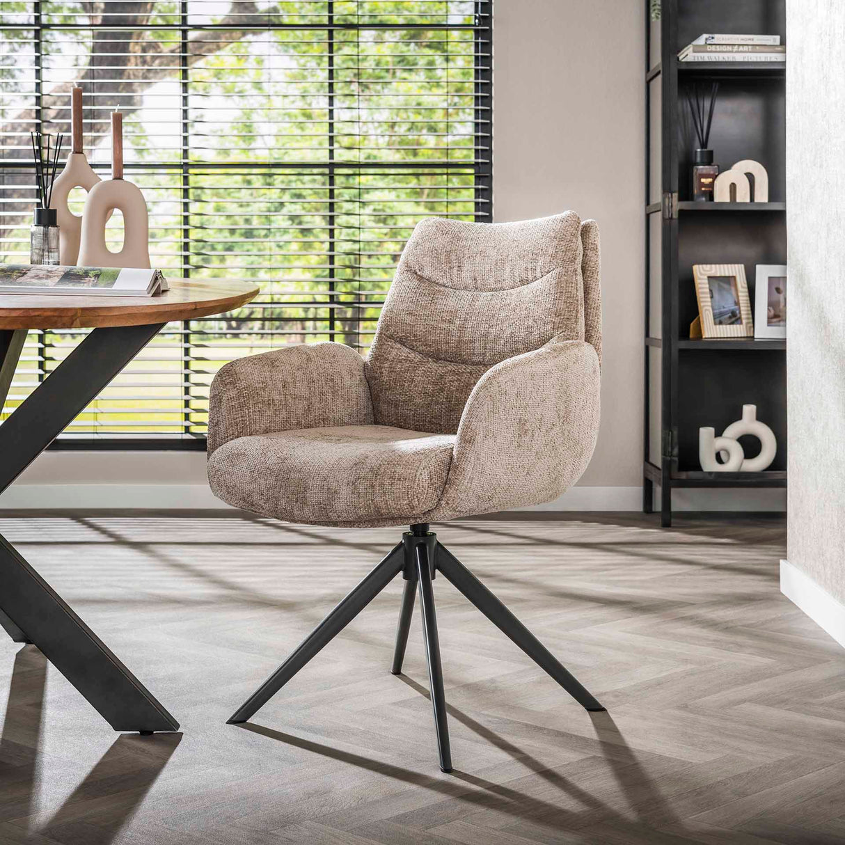 Silla de comedor Elite Zand Tela Chenille Rica Giratoria