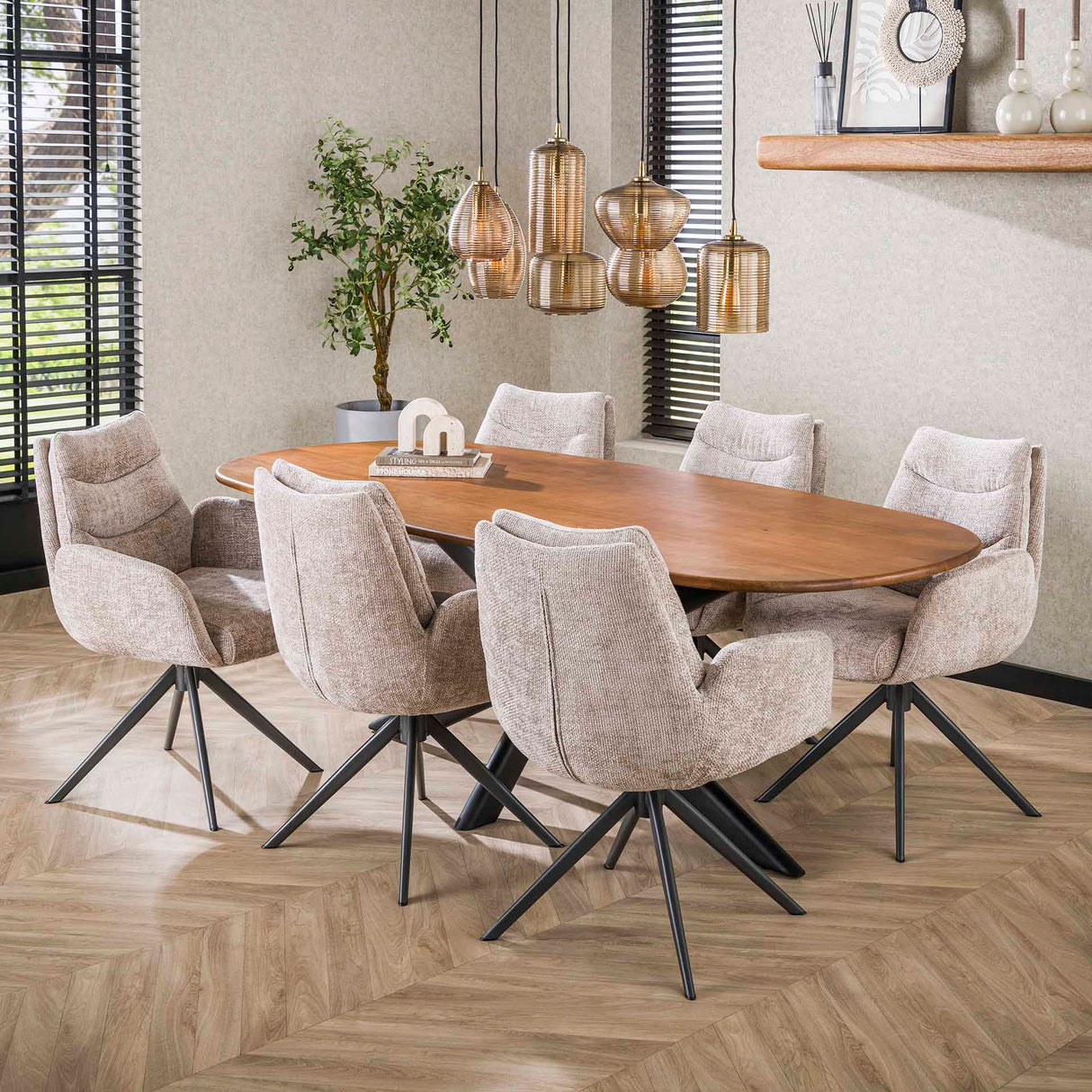 Juego de 2 sillas de comedor Elite Zand Chenille Tela Ricamente Giratoria