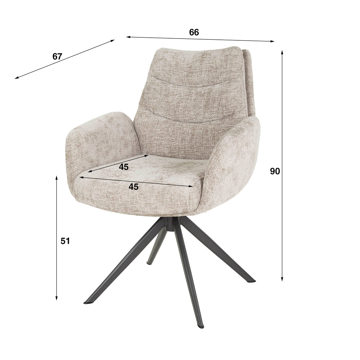 Juego de 2 sillas de comedor Elite Zand Chenille Tela Ricamente Giratoria