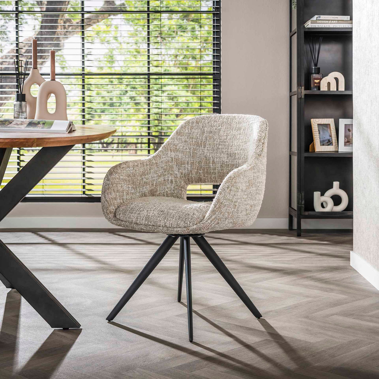 Juego de 2 sillas de comedor Springo giratorias Eagle Crème