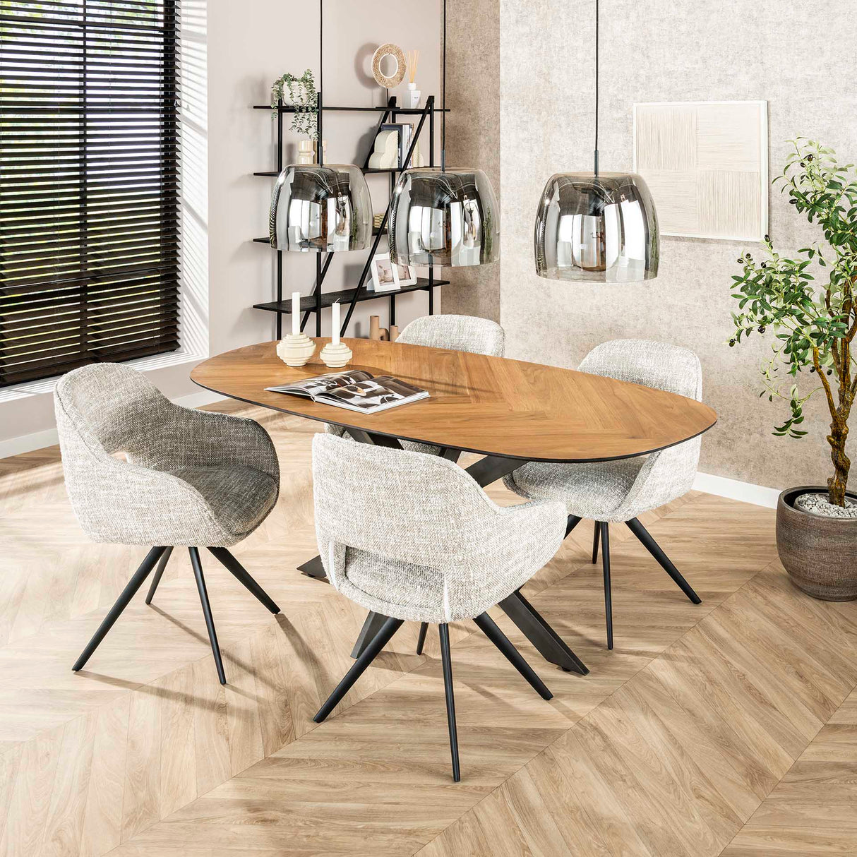 Juego de 2 sillas de comedor Springo giratorias Eagle Crème
