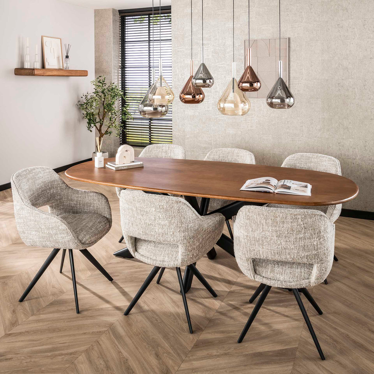 Juego de 2 sillas de comedor Springo giratorias Eagle Crème