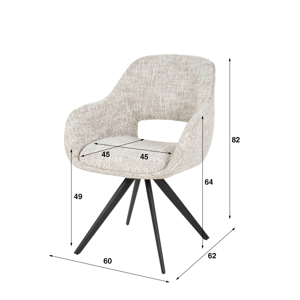 Juego de 2 sillas de comedor Springo giratorias Eagle Crème