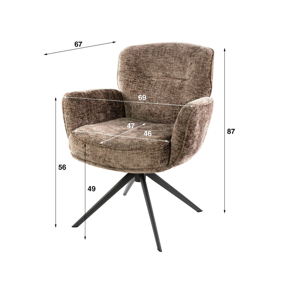 Conjunto de 2 sillas de comedor Milano giratorias Hoven color champán brillante