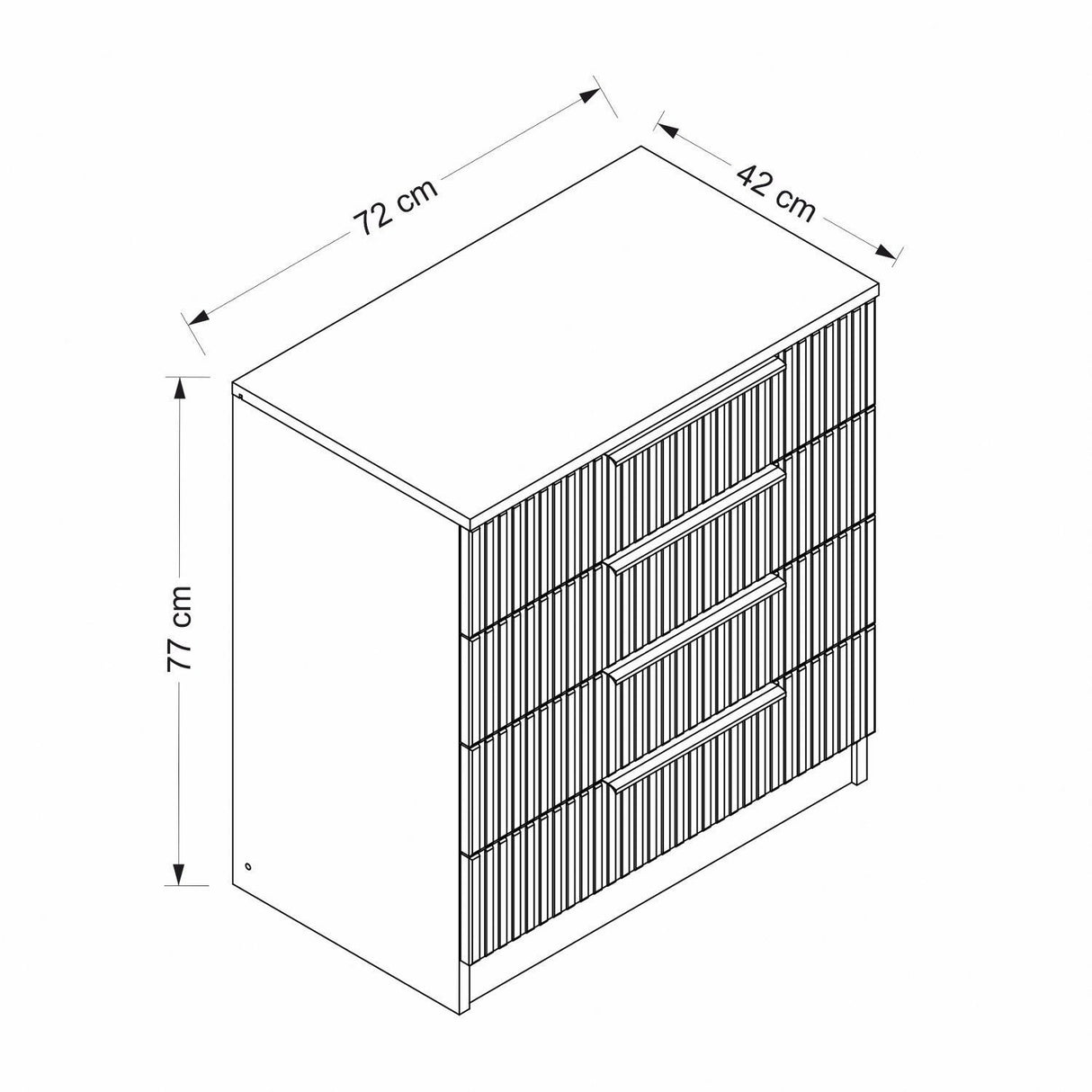 Ladekasten - Ladekast Kale Antraciet Melamine 72x77x42 cm - Dimehouse