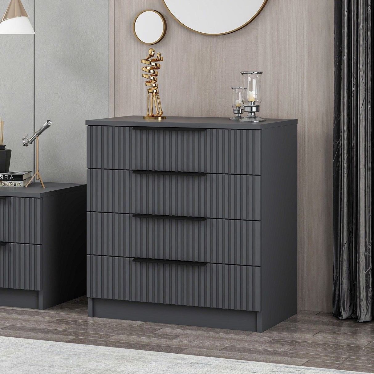 Ladekasten - Ladekast Kale Antraciet Melamine 72x77x42 cm - Dimehouse
