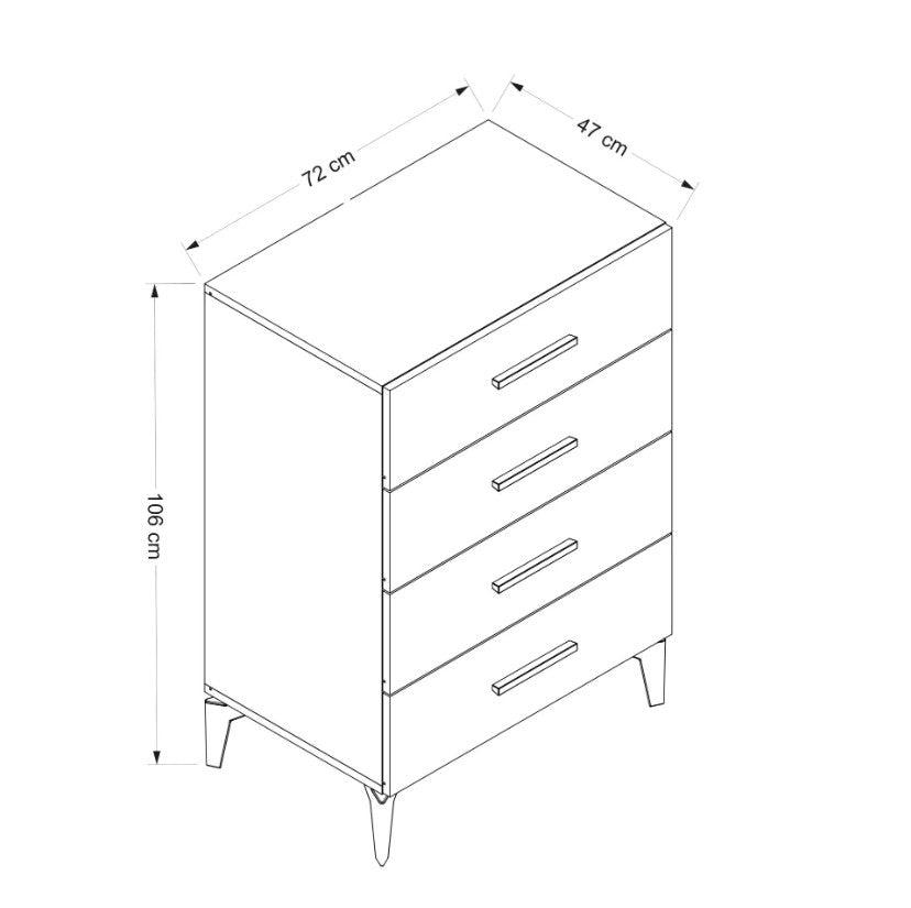 Ladekasten - Ladekast Kale Wit Melamine 72x106x47 cm - Dimehouse