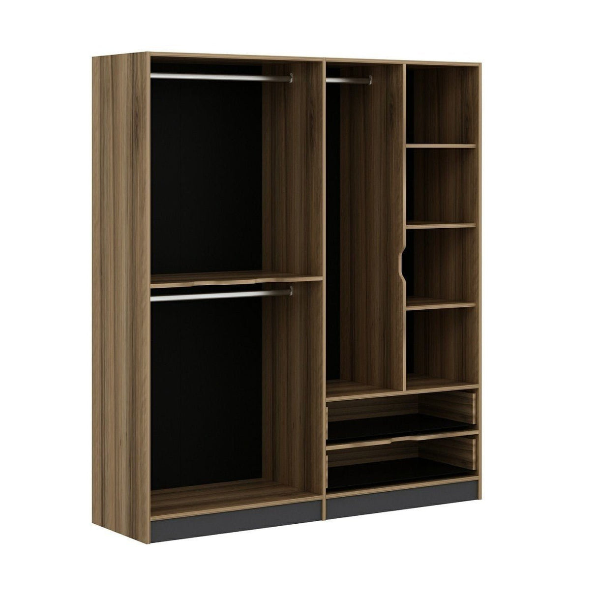 Kledingkasten - Kledingkast Elina Antraciet Goud Melamine 185x208x52 cm - Dimehouse