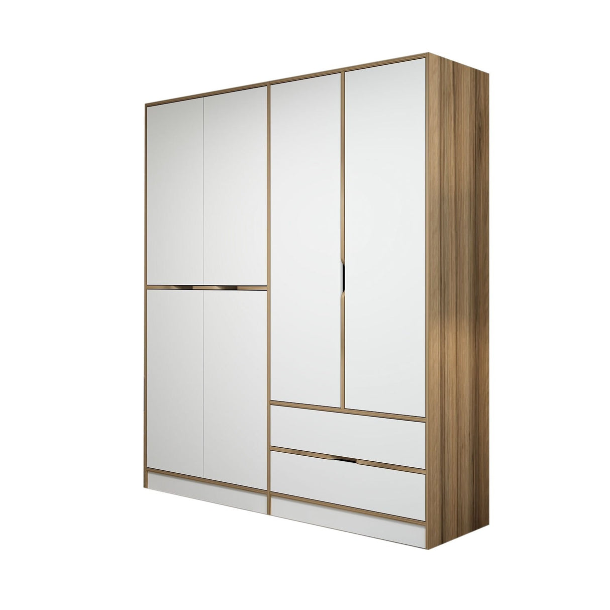 Kledingkasten - Kledingkast Elina Wit Goud Melamine 185x208x52 cm - Dimehouse