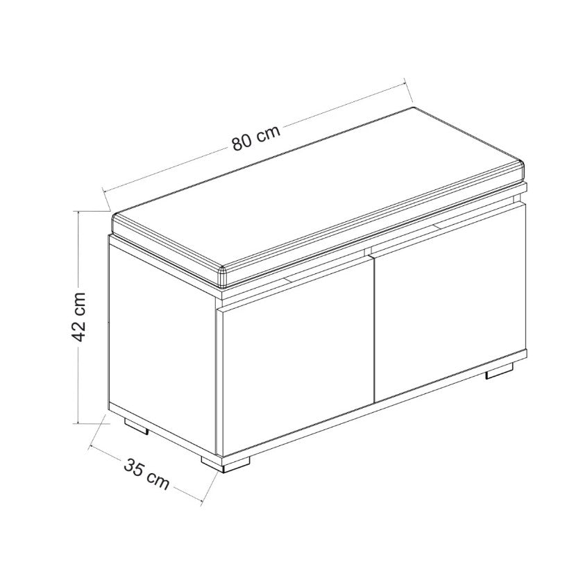 Schoenenkasten - Schoenenkast Drago Wit Melamine 80x42x35 cm - Dimehouse