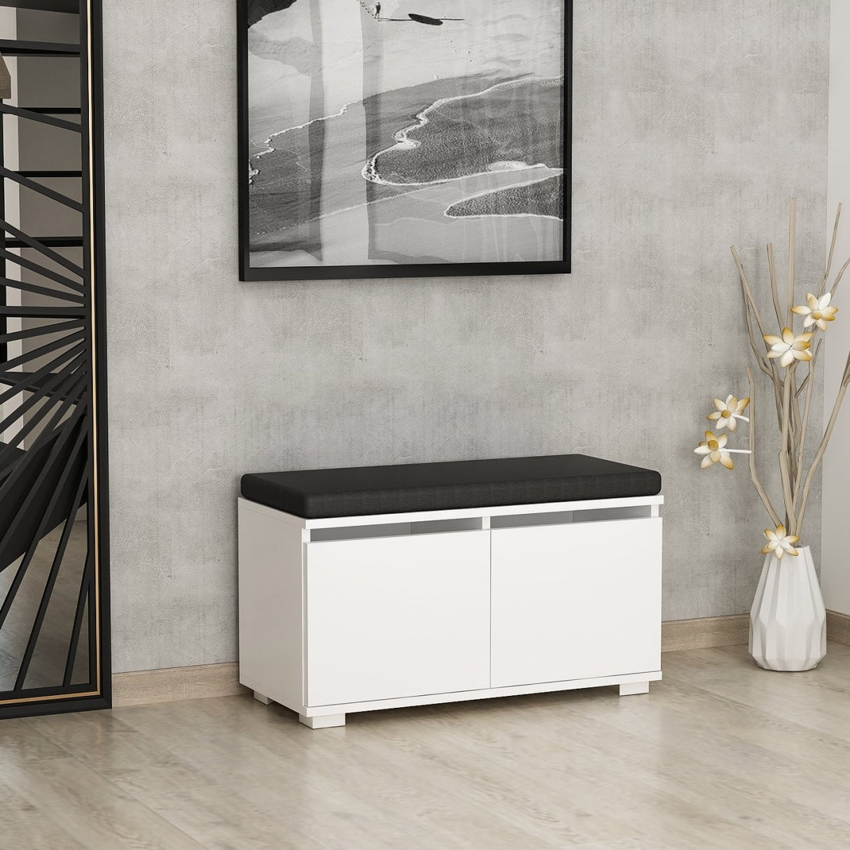 Schoenenkasten - Schoenenkast Drago Wit Melamine 80x42x35 cm - Dimehouse