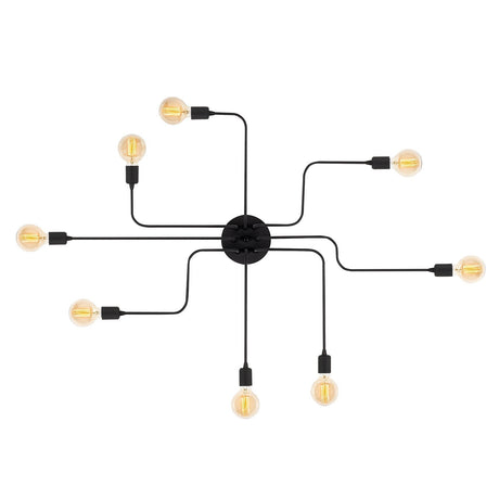 Lámpara colgante 8 luces L Negro Metal Striker