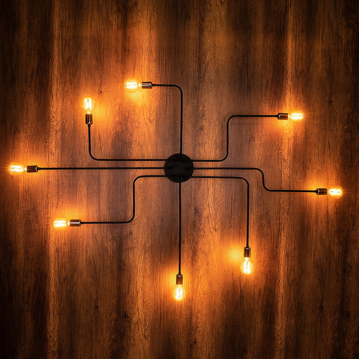 Lámpara colgante 8 luces XL Negro Metal Striker