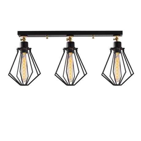 Lámpara colgante de 3 luces Negro Oro Metal Palisade