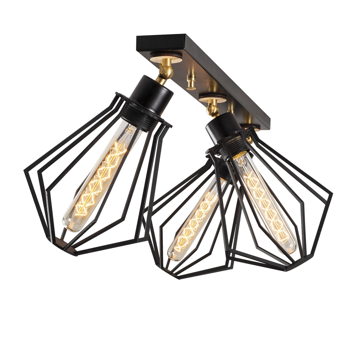 Lámpara colgante de 3 luces Negro Oro Metal Palisade