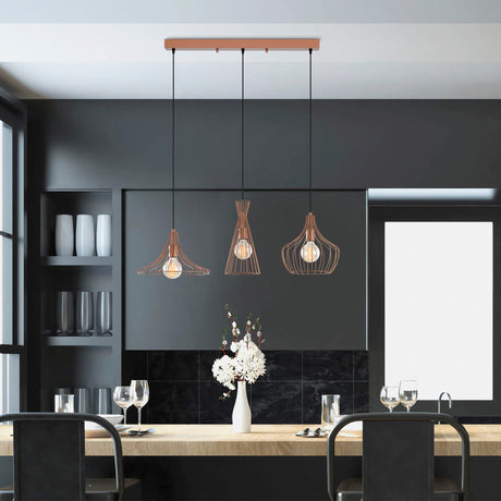 Lámpara colgante de 3 luces en metal color cobre Evermere