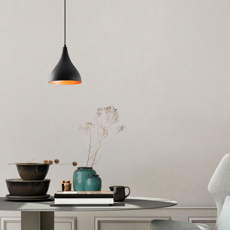 Lámpara colgante de 1 luz negra Drop Metal Allure