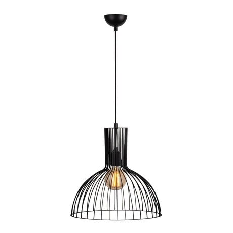 Lámpara colgante de 1 luz Negra Metal Cuarzo
