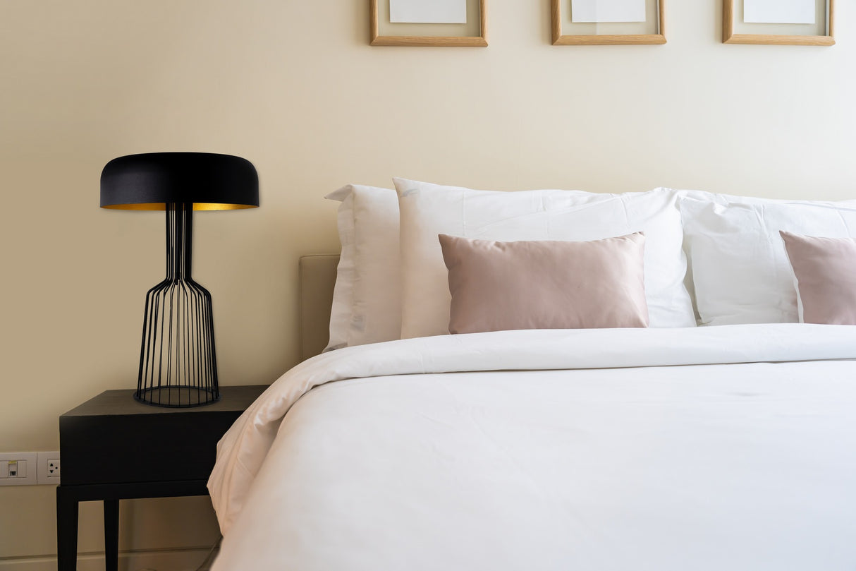 Lámpara de mesa Negro Dorado Metal Cuarzo