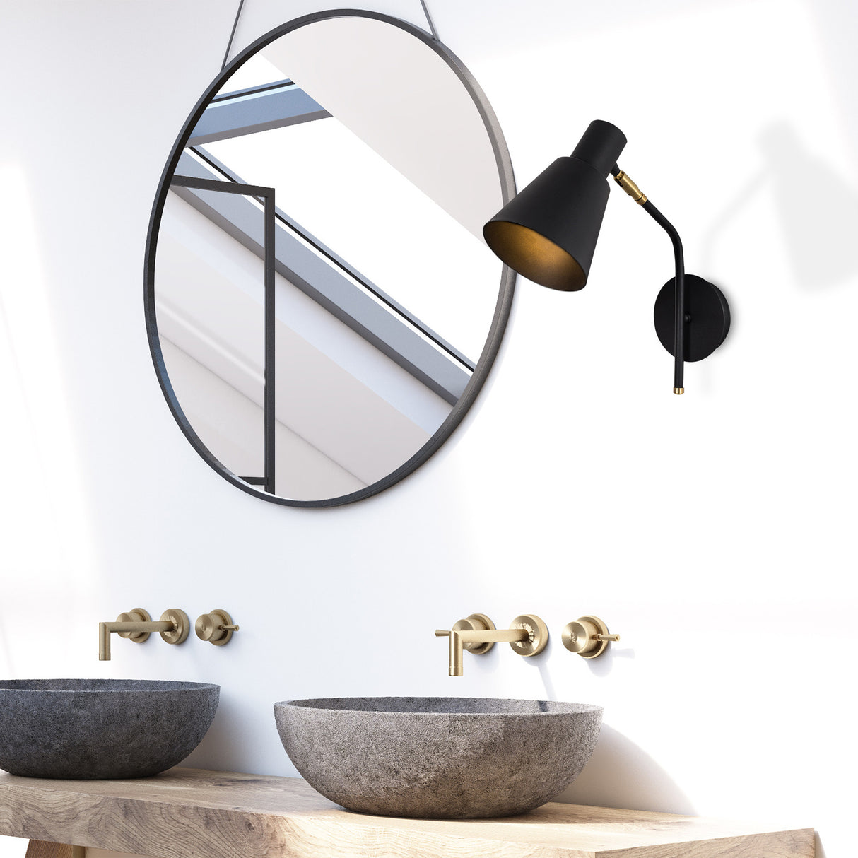 Lámpara de pared negra dorada de metal Crimson