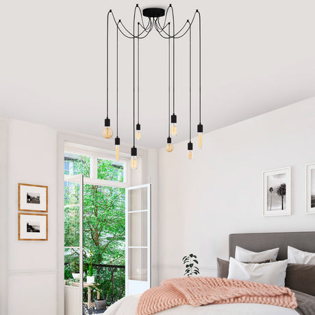 Lámpara colgante de 8 luces Negra Metal Maris