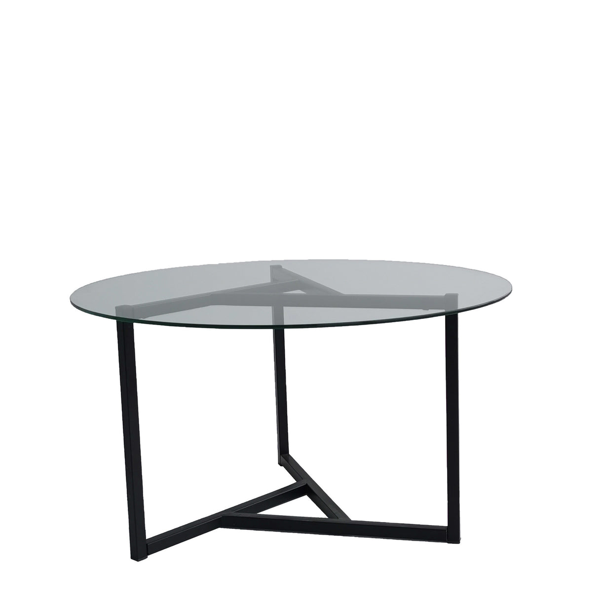 Mesa de salón redonda de vidrio de 75 cm - Marco metálico negro