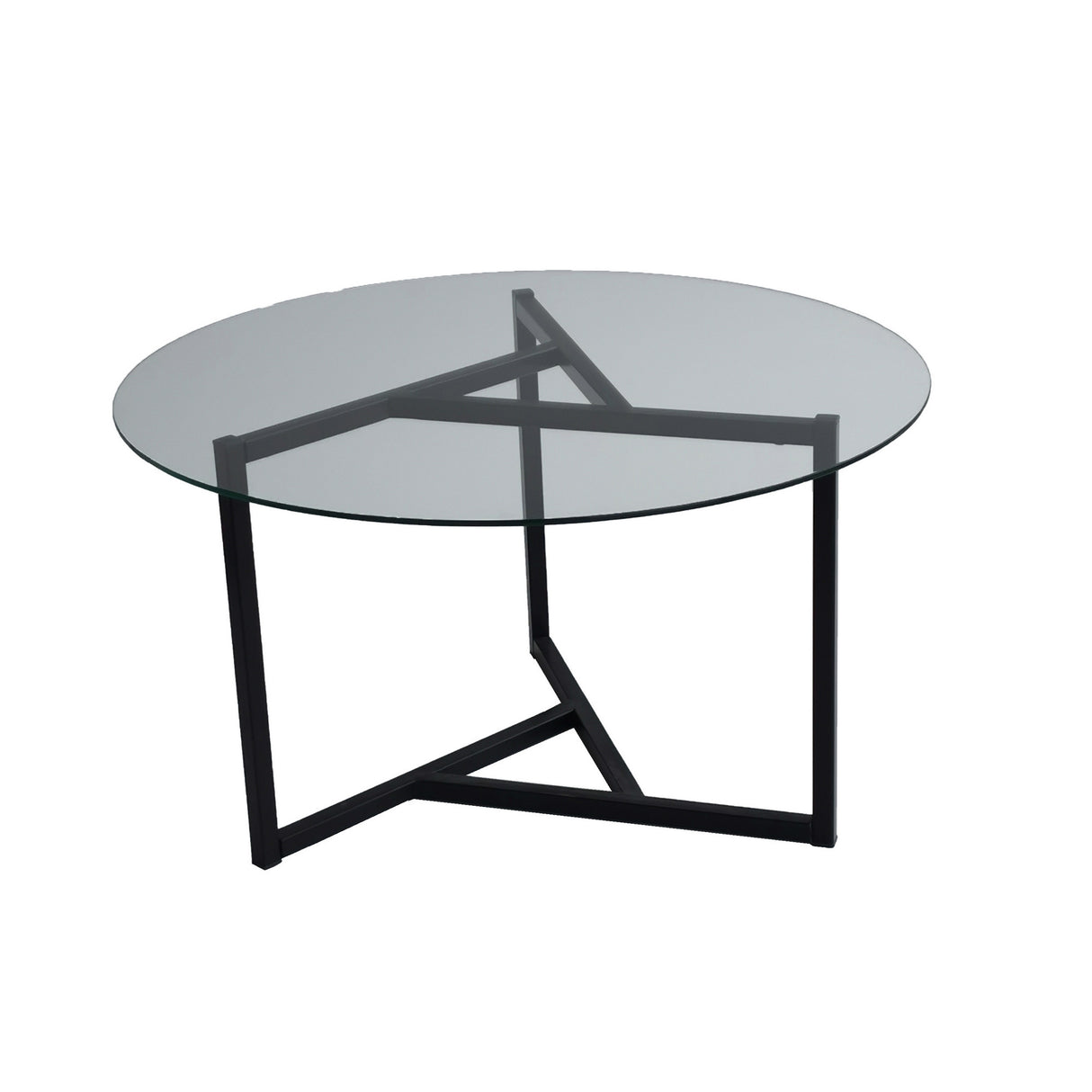 Mesa de salón redonda de vidrio de 75 cm - Marco metálico negro