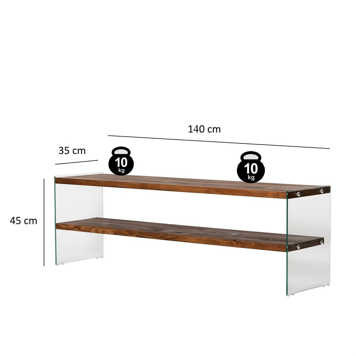 TV Meubels - TV Meubel Aqua Naturel Glas 140x45x35 cm - Dimehouse