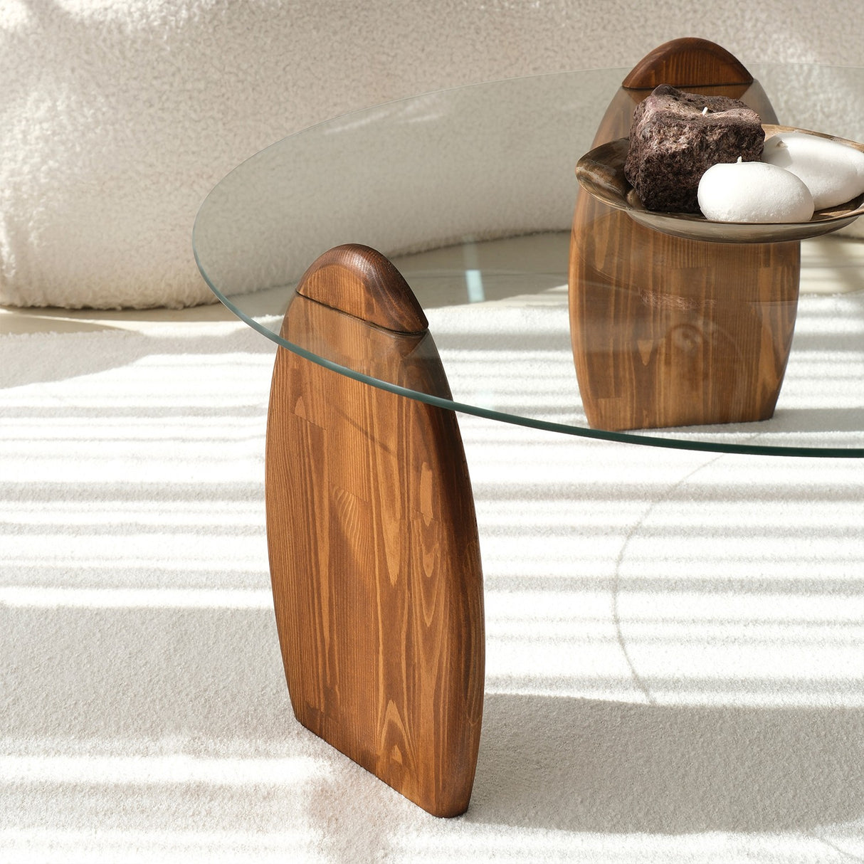 Mesa de salón redonda de 90 cm Sunf - Estructura de madera