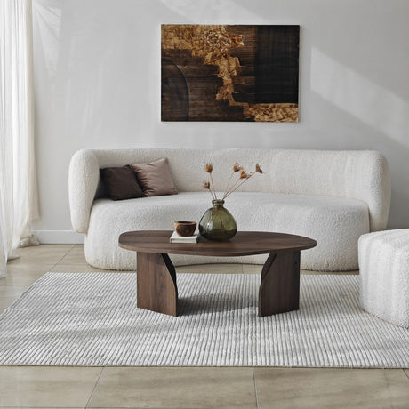 Mesa de salón orgánica de nogal con estante de melamina - 105x65 cm